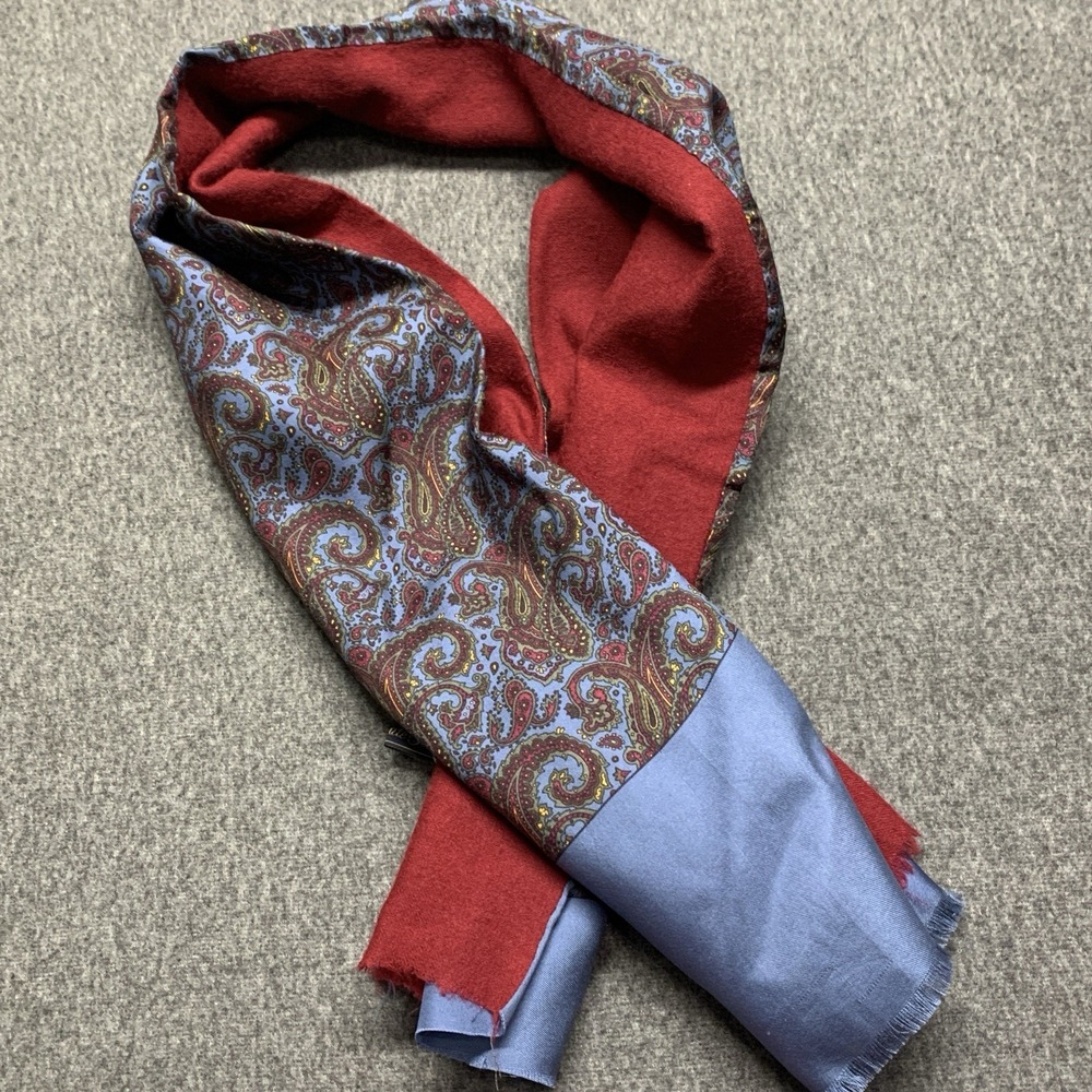 VTG Horne's Paisley Print Scarf SILK & WOOL, MADE IN ITALY (11"x47")